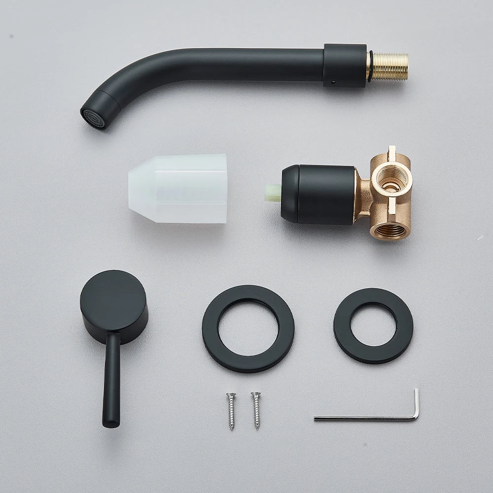 Solid Brass Ceramic-Disc Concealed Wall-Mount Bathroom Faucet