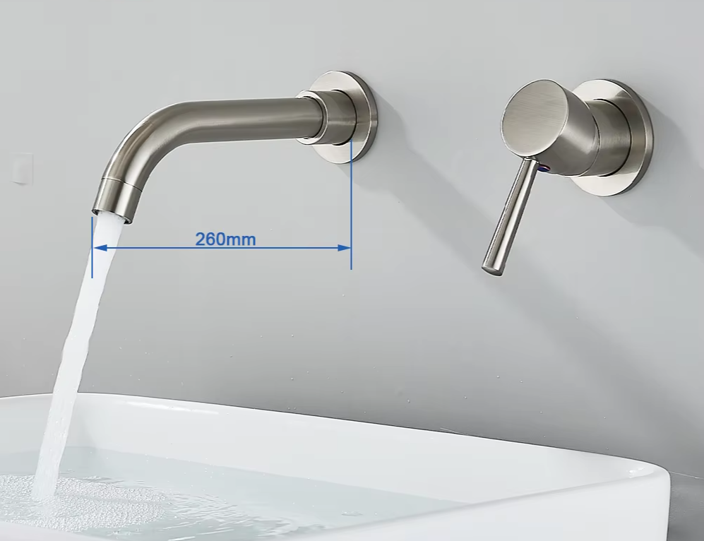 Solid Brass Ceramic-Disc Concealed Wall-Mount Bathroom Faucet