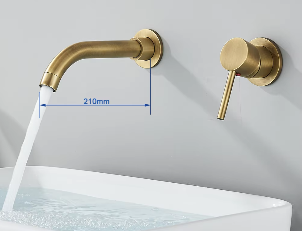 Solid Brass Ceramic-Disc Concealed Wall-Mount Bathroom Faucet