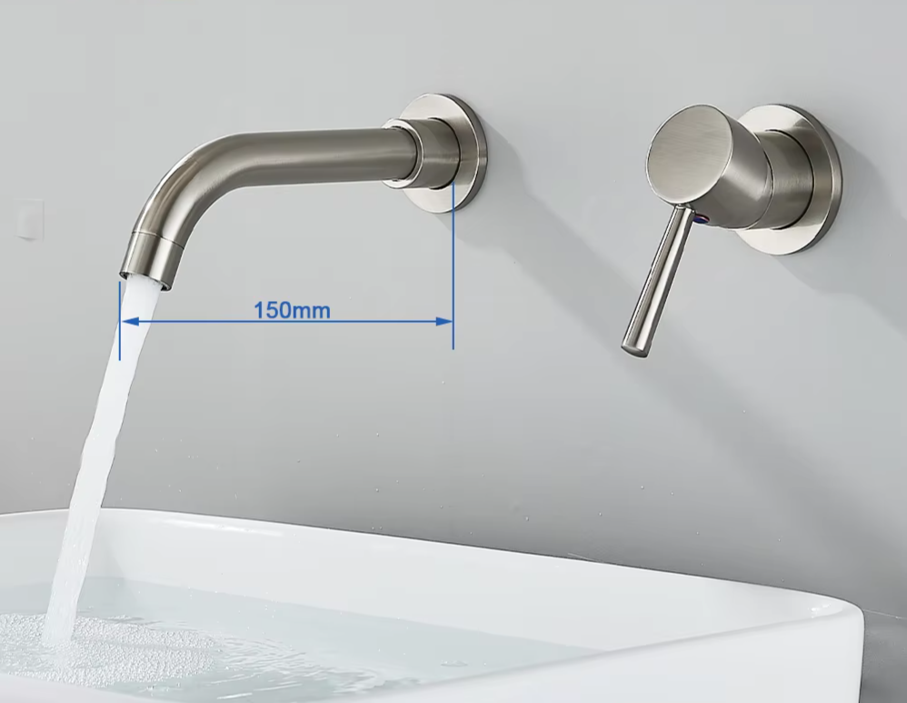 Solid Brass Ceramic-Disc Concealed Wall-Mount Bathroom Faucet