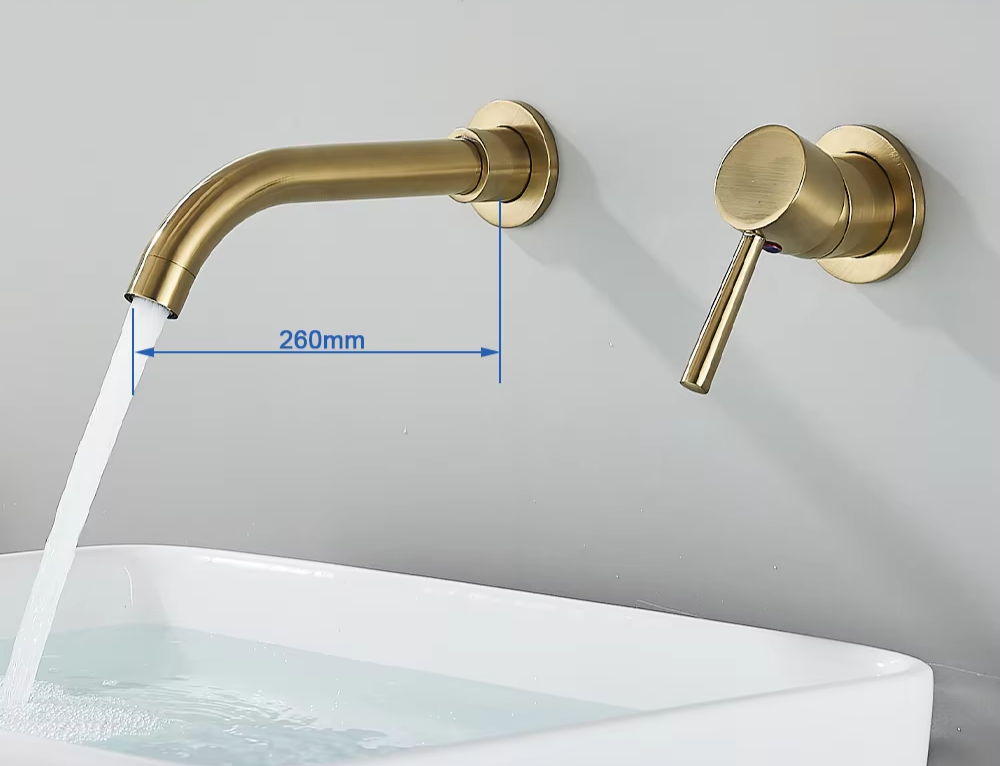 Solid Brass Ceramic-Disc Concealed Wall-Mount Bathroom Faucet