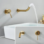 Solid Brass Ceramic-Disc Concealed Wall-Mount Bathroom Faucet