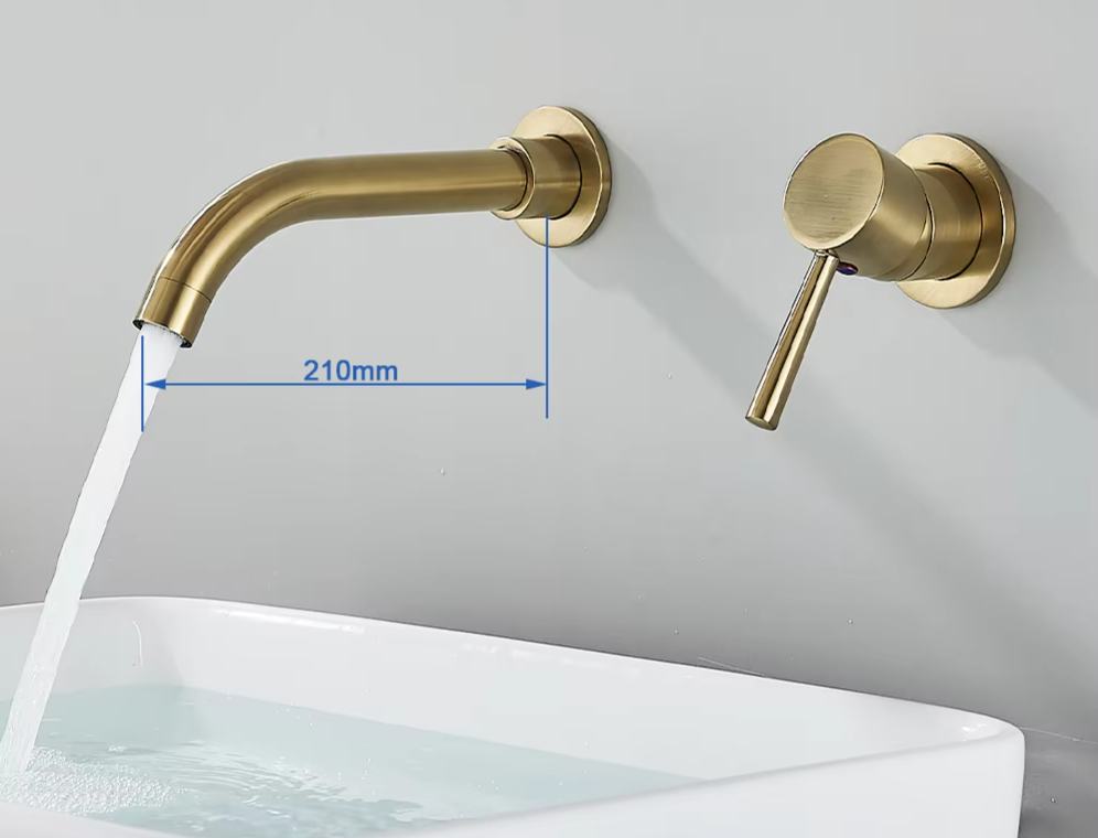 Solid Brass Ceramic-Disc Concealed Wall-Mount Bathroom Faucet
