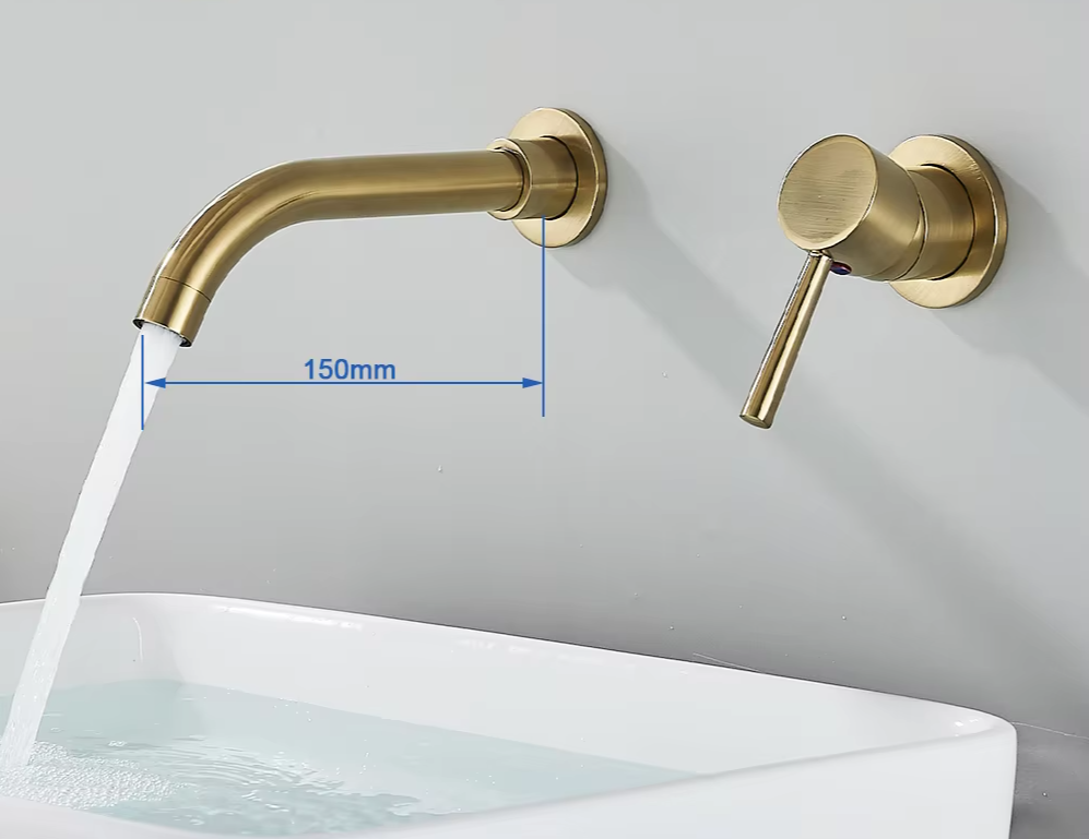 Solid Brass Ceramic-Disc Concealed Wall-Mount Bathroom Faucet