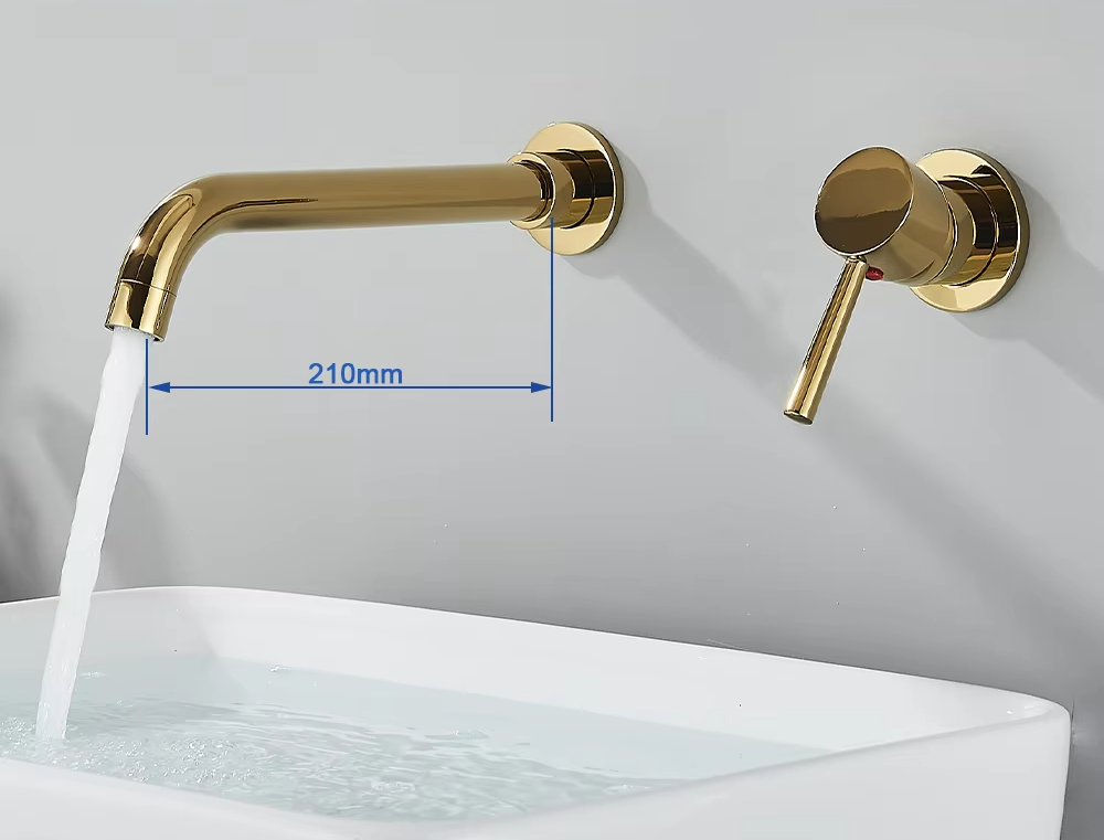 Solid Brass Ceramic-Disc Concealed Wall-Mount Bathroom Faucet