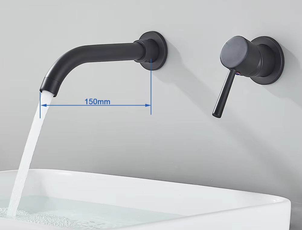 Solid Brass Ceramic-Disc Concealed Wall-Mount Bathroom Faucet
