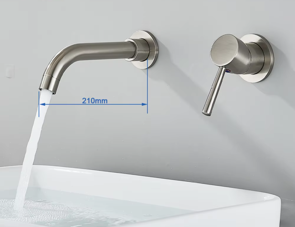 Solid Brass Ceramic-Disc Concealed Wall-Mount Bathroom Faucet