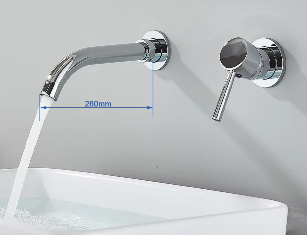 Solid Brass Ceramic-Disc Concealed Wall-Mount Bathroom Faucet