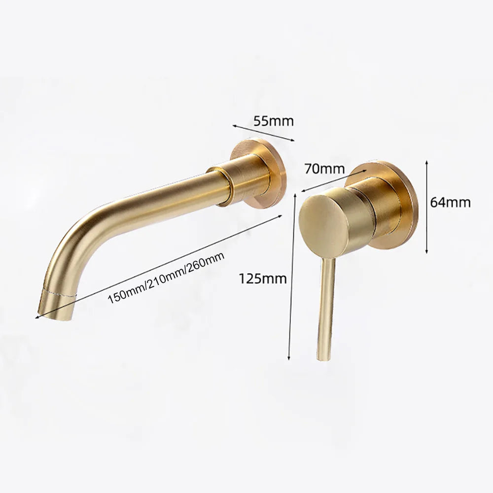 Solid Brass Ceramic-Disc Concealed Wall-Mount Bathroom Faucet