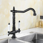 Solid Brass Ceramic Disc Dual-Handle Kitchen Faucet (Single-Hole Deck Mount)