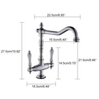 Solid Brass Ceramic Disc Dual-Handle Kitchen Faucet (Single-Hole Deck Mount)