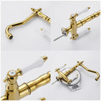 Solid Brass Ceramic Disc Dual-Handle Kitchen Faucet (Single-Hole Deck Mount)