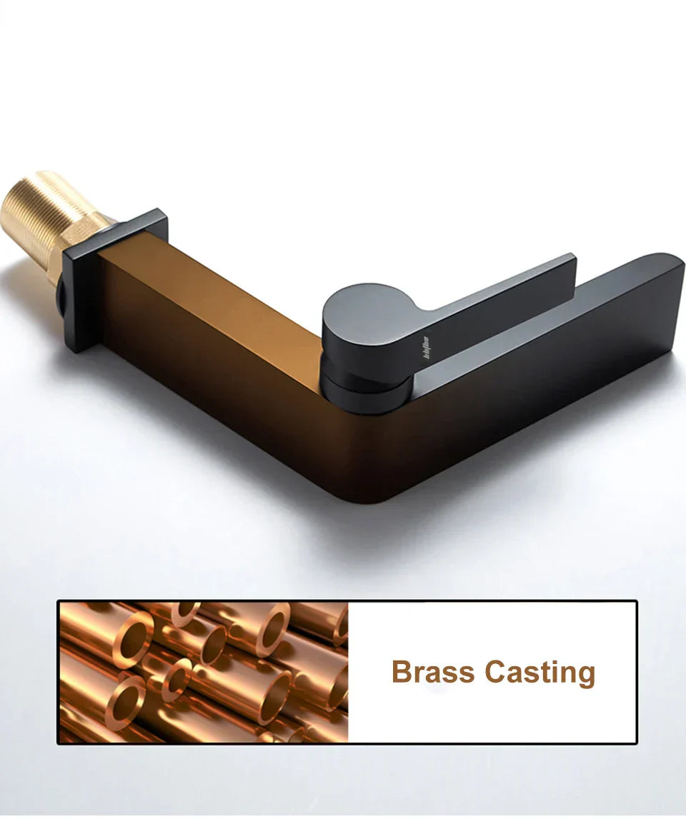 Solid Brass Ceramic Disc Waterfall Bathroom Faucet (Single-Hole Deck Mount)
