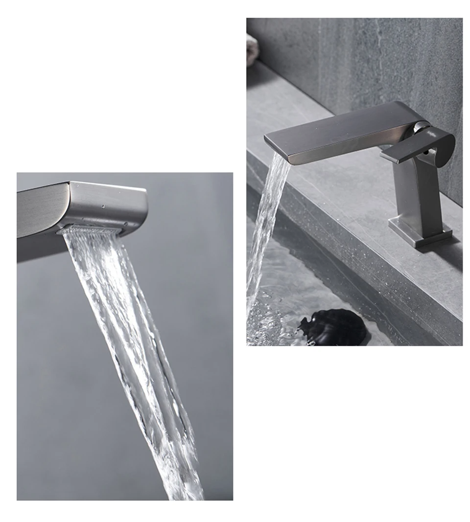 Solid Brass Ceramic Disc Waterfall Bathroom Faucet (Single-Hole Deck Mount)