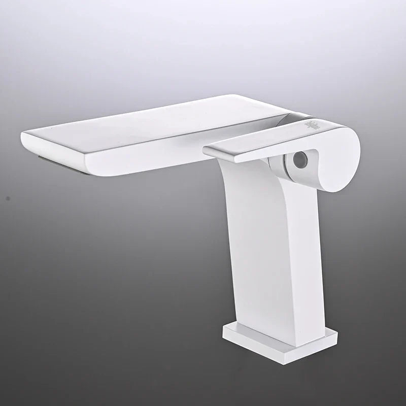 Solid Brass Ceramic Disc Waterfall Bathroom Faucet (Single-Hole Deck Mount)