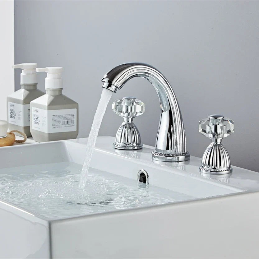 Solid Brass & Ceramic Disc Widespread Bathroom Faucet (8-Inch Deck-Mount)