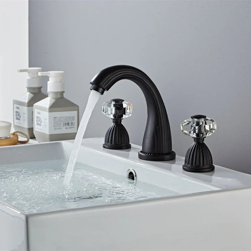 Solid Brass & Ceramic Disc Widespread Bathroom Faucet (8-Inch Deck-Mount)