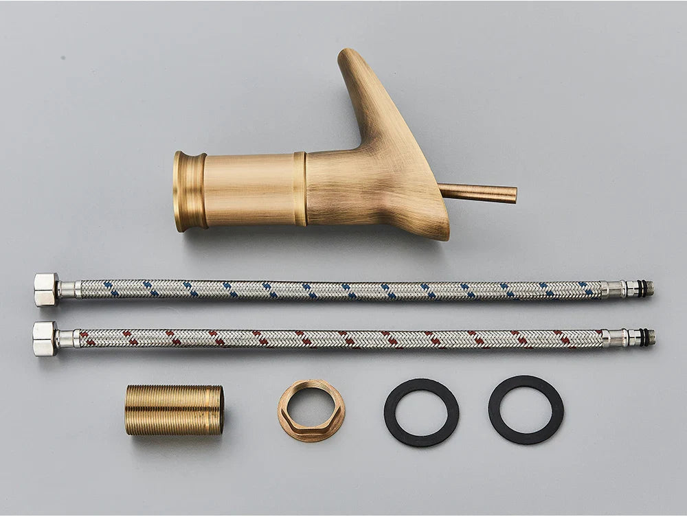 Solid Brass Ceramic Valve Waterfall Basin Faucet (Single-Hole Deck-Mount)