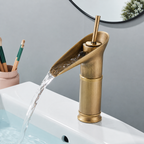 Solid Brass Ceramic Valve Waterfall Basin Faucet (Single-Hole Deck-Mount)