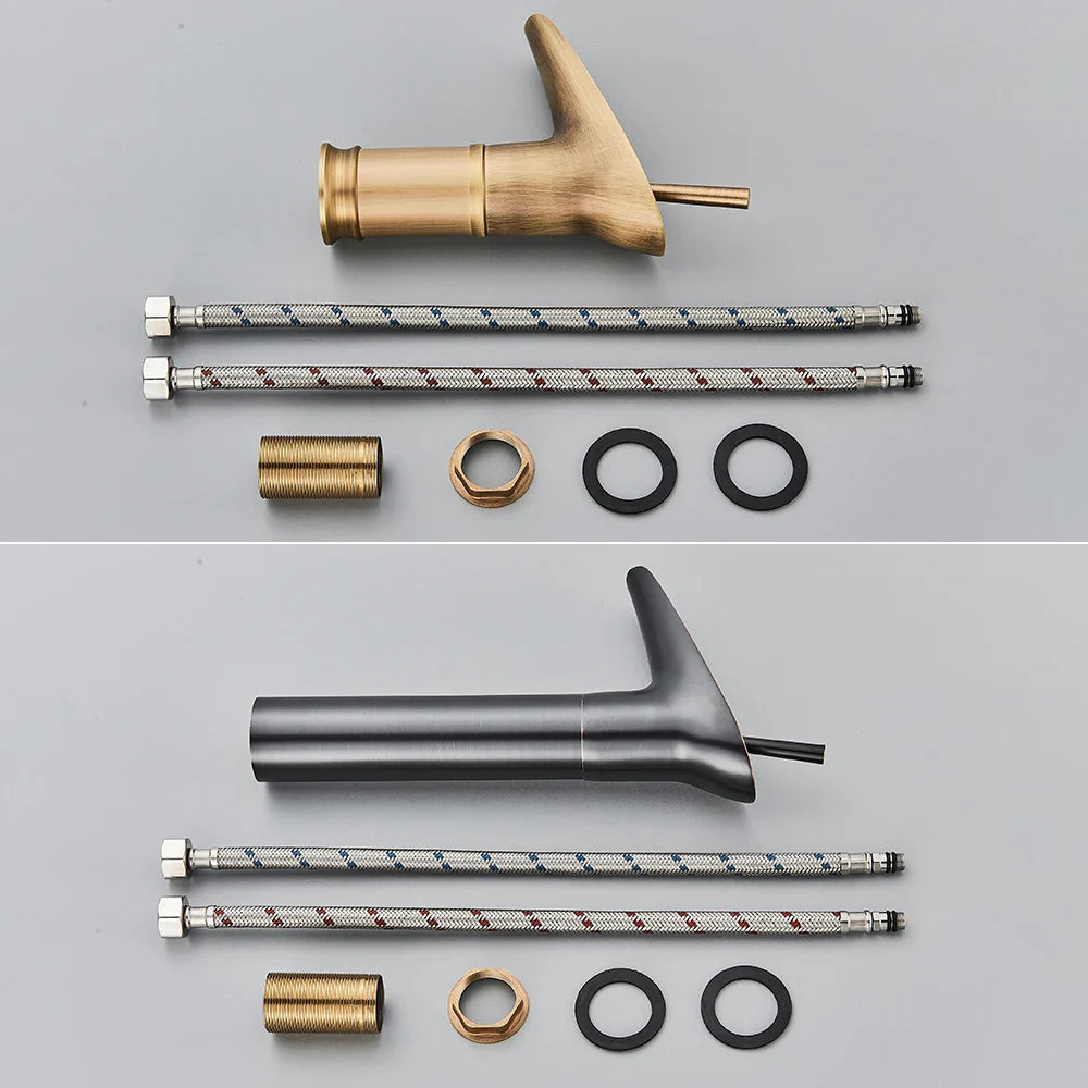 Solid Brass Ceramic Valve Waterfall Basin Faucet (Single-Hole Deck-Mount)
