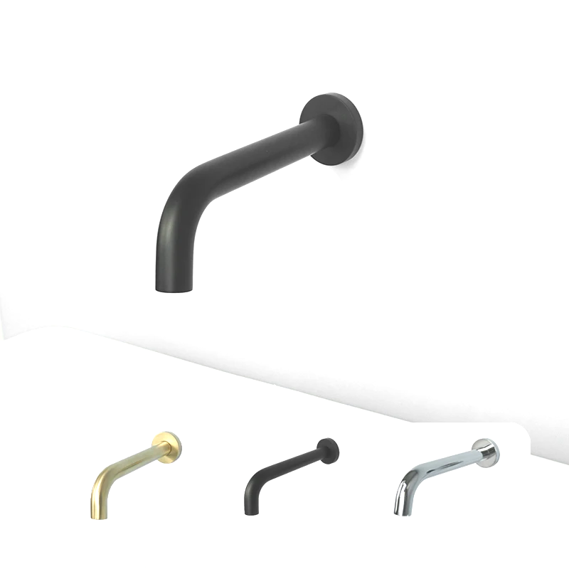 Solid Brass Concealed Wall-Mounted Sink Spout (Multiple Lengths & Finishes)
