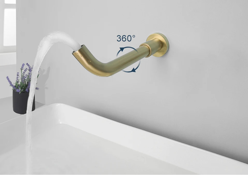 Solid Brass Concealed Wall-Mounted Sink Spout (Multiple Lengths & Finishes)