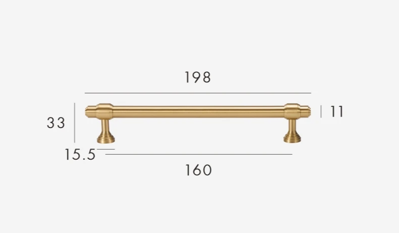 Solid Brass Corrosion-Resistant T-Bar Cabinet & Drawer Handle (224mm Center-to-Center)