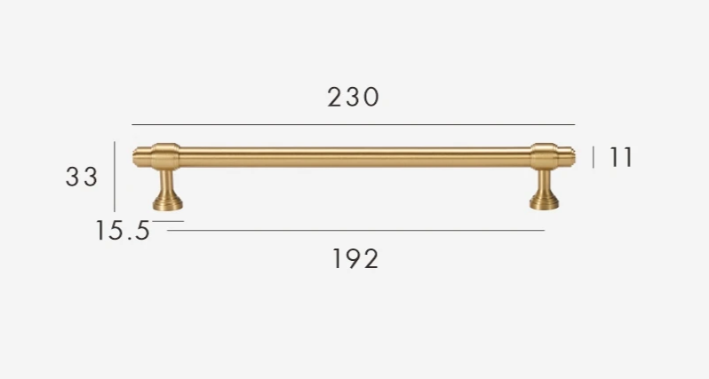 Solid Brass Corrosion-Resistant T-Bar Cabinet & Drawer Handle (224mm Center-to-Center)