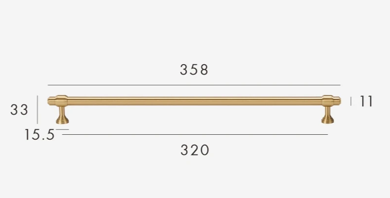 Solid Brass Corrosion-Resistant T-Bar Cabinet & Drawer Handle (224mm Center-to-Center)