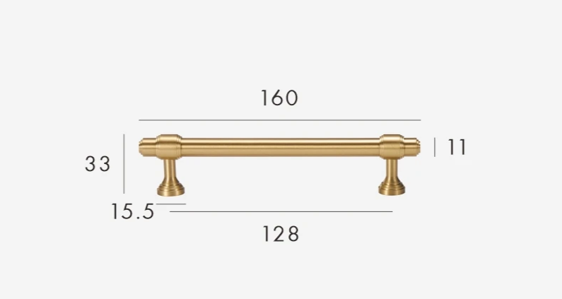 Solid Brass Corrosion-Resistant T-Bar Cabinet & Drawer Handle (224mm Center-to-Center)