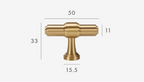Solid Brass Corrosion-Resistant T-Bar Cabinet & Drawer Handle (224mm Center-to-Center)