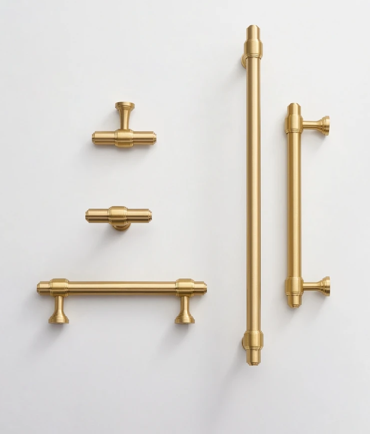 Solid Brass Corrosion-Resistant T-Bar Cabinet & Drawer Handle (224mm Center-to-Center)