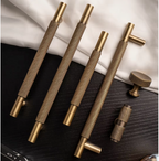 Solid Brass Diamond-Cut T-Bar Cabinet Handle