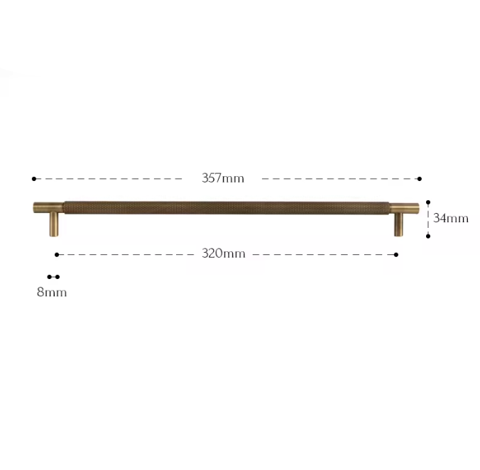 Solid Brass Diamond-Cut T-Bar Cabinet Handle