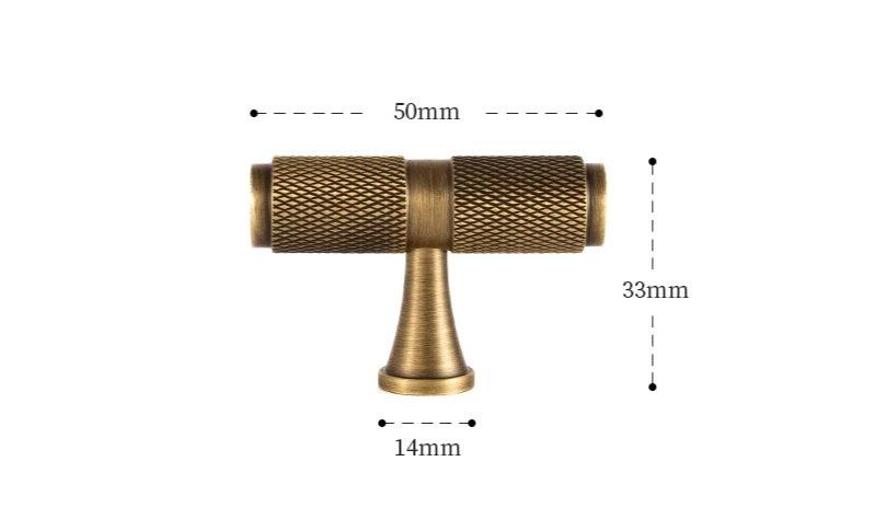 Solid Brass Diamond-Cut T-Bar Cabinet Handle