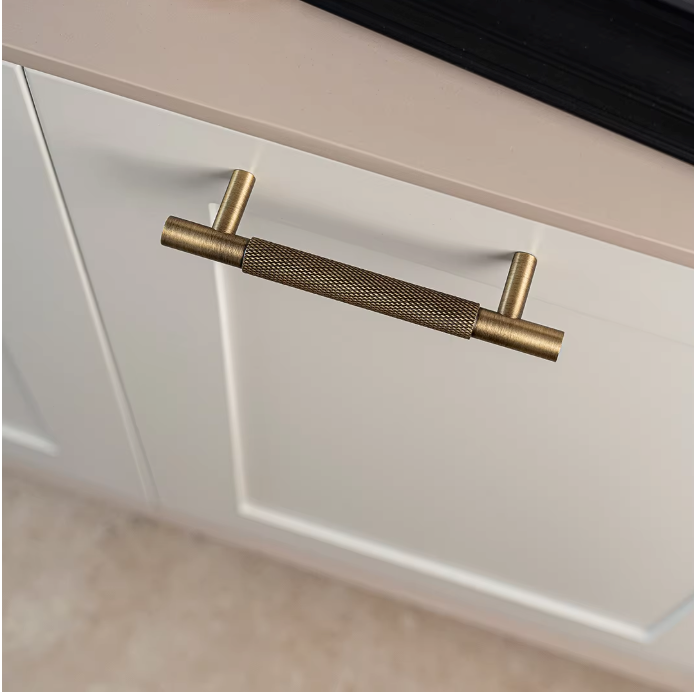 Solid Brass Diamond-Cut T-Bar Cabinet Handle