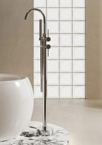 Solid Brass Dual-Handle Floor-Mounted Faucet (With Hand Shower)