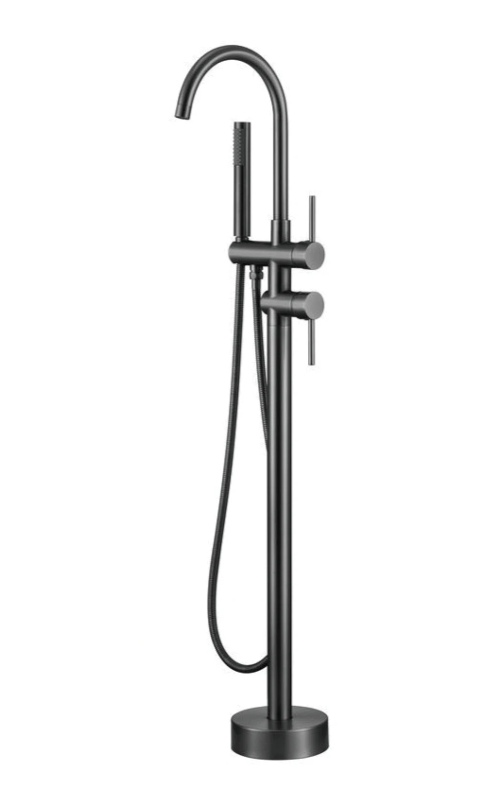 Solid Brass Dual-Handle Floor-Mounted Faucet (With Hand Shower)