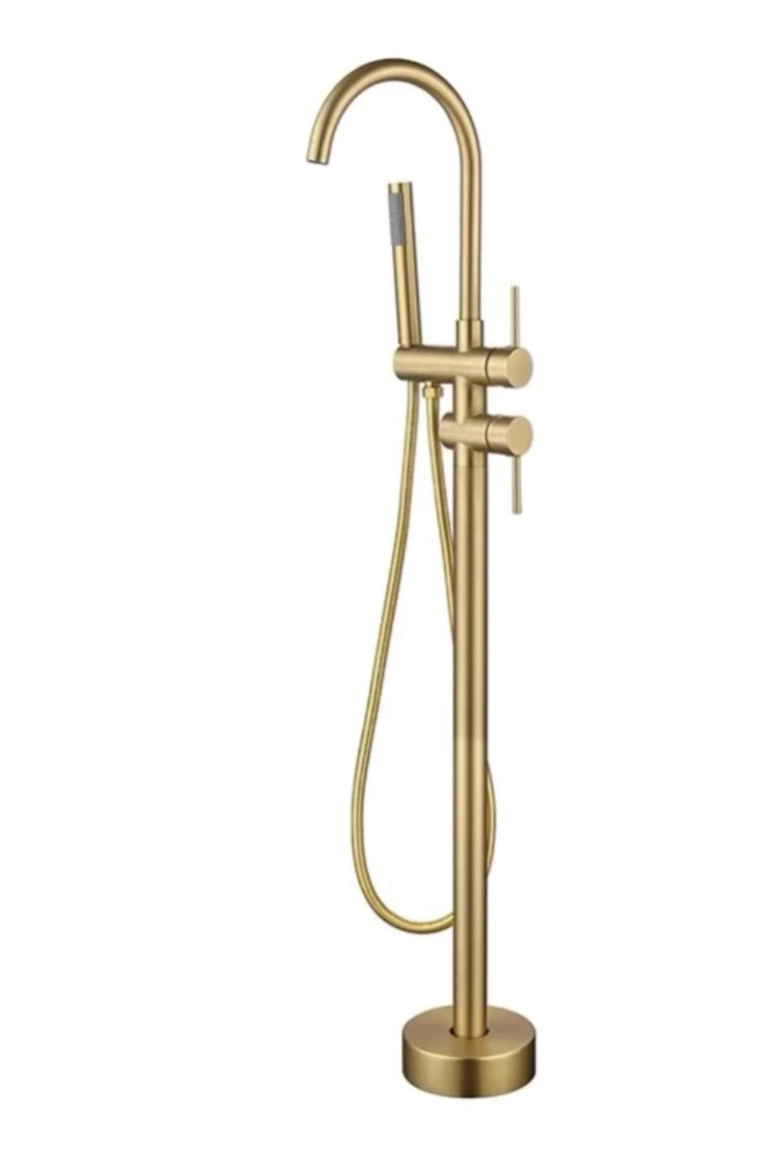 Solid Brass Dual-Handle Floor-Mounted Faucet (With Hand Shower)