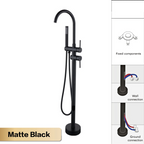 Solid Brass Dual-Handle Floor-Mounted Faucet (With Hand Shower)