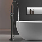Solid Brass Dual-Handle Floor-Mounted Faucet (With Hand Shower)