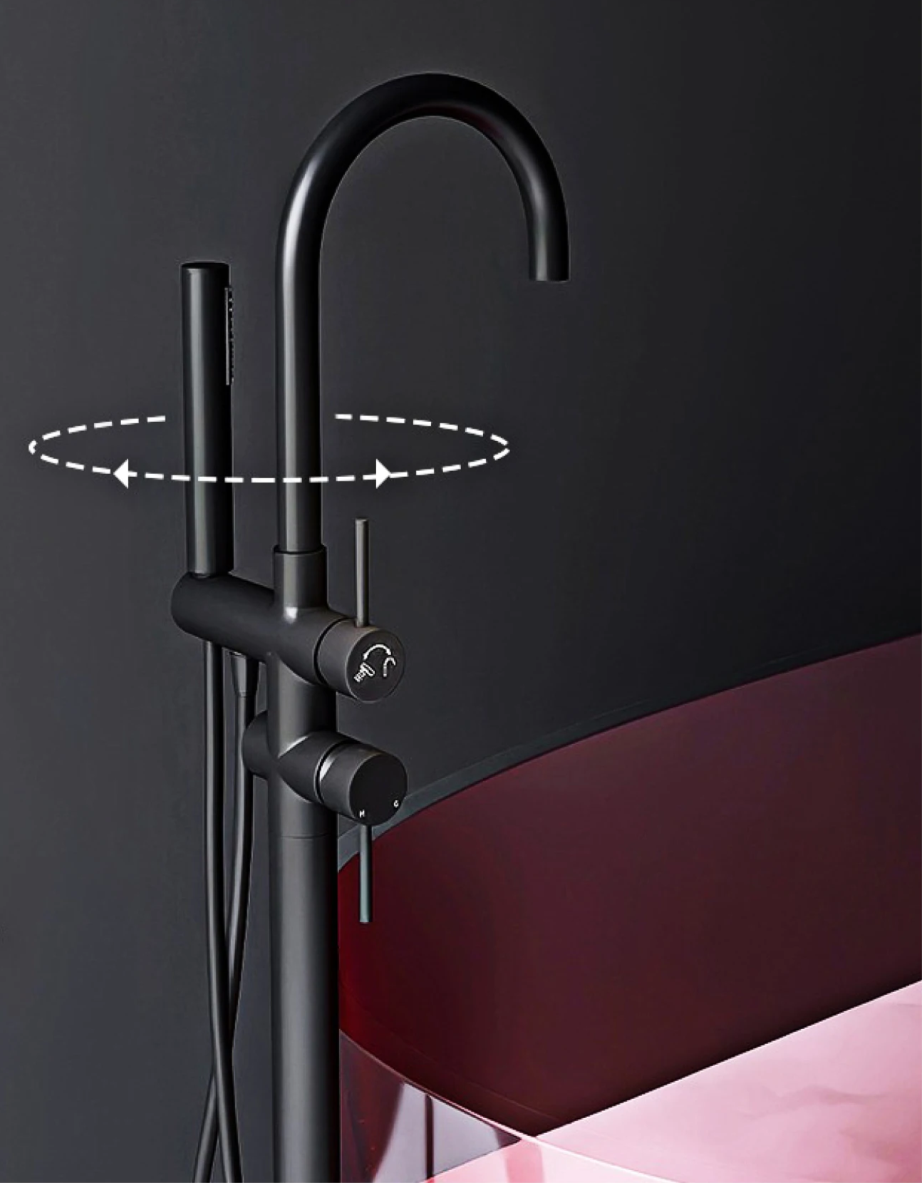 Solid Brass Dual-Handle Floor-Mounted Faucet (With Hand Shower)