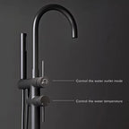 Solid Brass Dual-Handle Floor-Mounted Faucet (With Hand Shower)