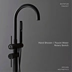 Solid Brass Dual-Handle Floor-Mounted Faucet (With Hand Shower)