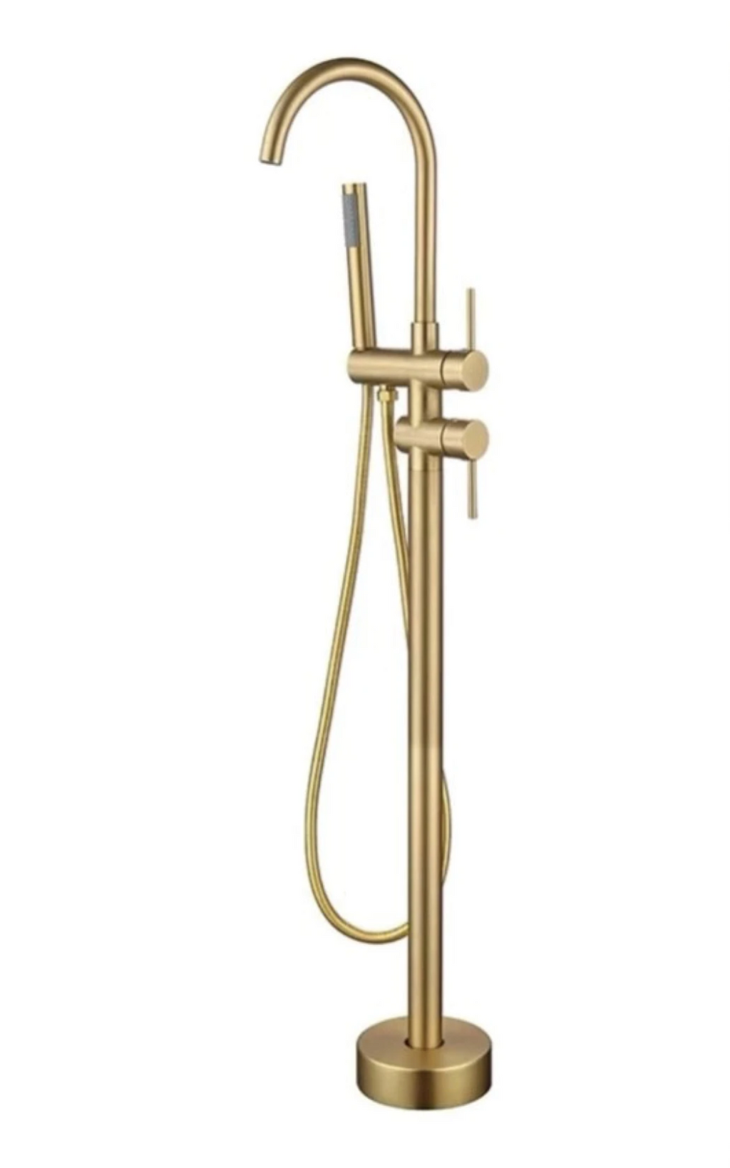Solid Brass Dual-Handle Floor-Mounted Faucet (With Hand Shower)