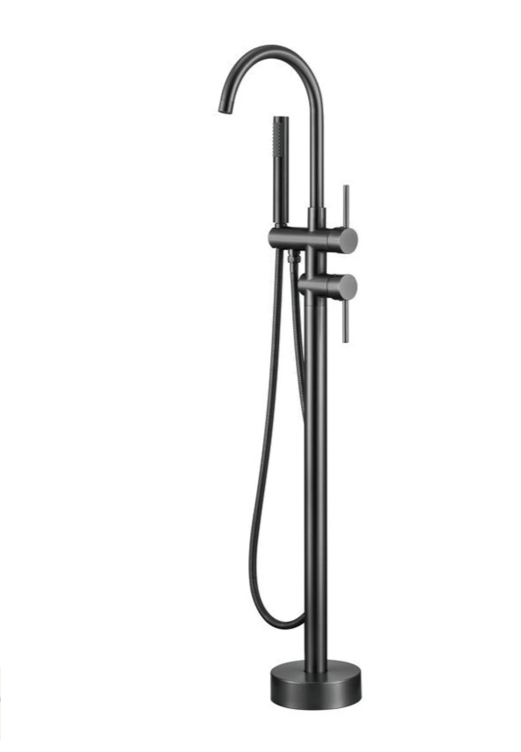 Solid Brass Dual-Handle Floor-Mounted Faucet (With Hand Shower)
