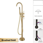 Solid Brass Dual-Handle Floor-Mounted Faucet (With Hand Shower)
