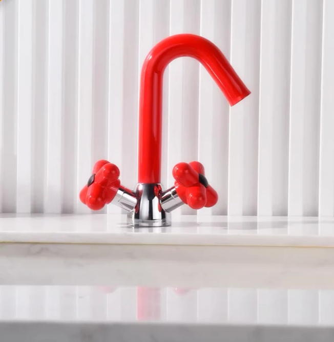 Solid Brass Dual-Handle Rotatable Basin Faucet