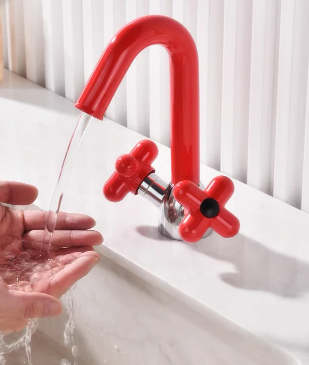 Solid Brass Dual-Handle Rotatable Basin Faucet
