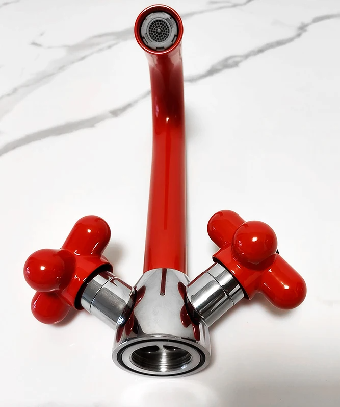 Solid Brass Dual-Handle Rotatable Basin Faucet